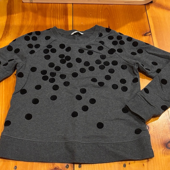 BODEN S Black Gray Velvet Spotty Dotty Sweatshirt Holiday - Picture 2 of 6